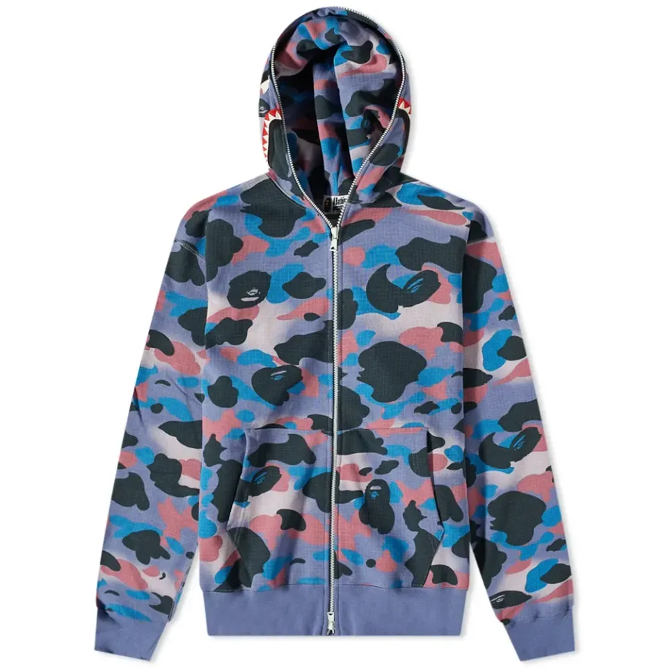 Grid Camo Shark Full Zip Hoodie