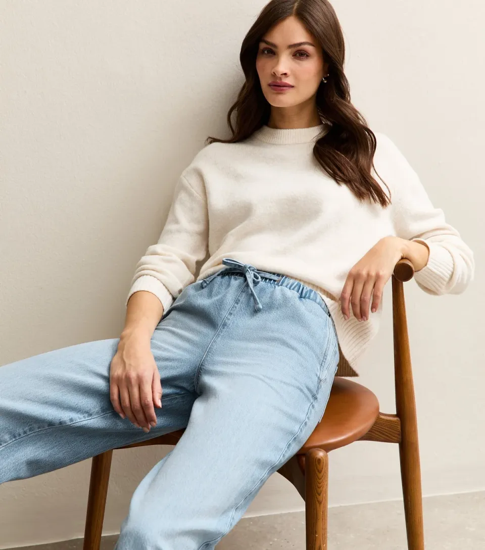 Women's Tall Blue Pull On Wide Leg Jeans