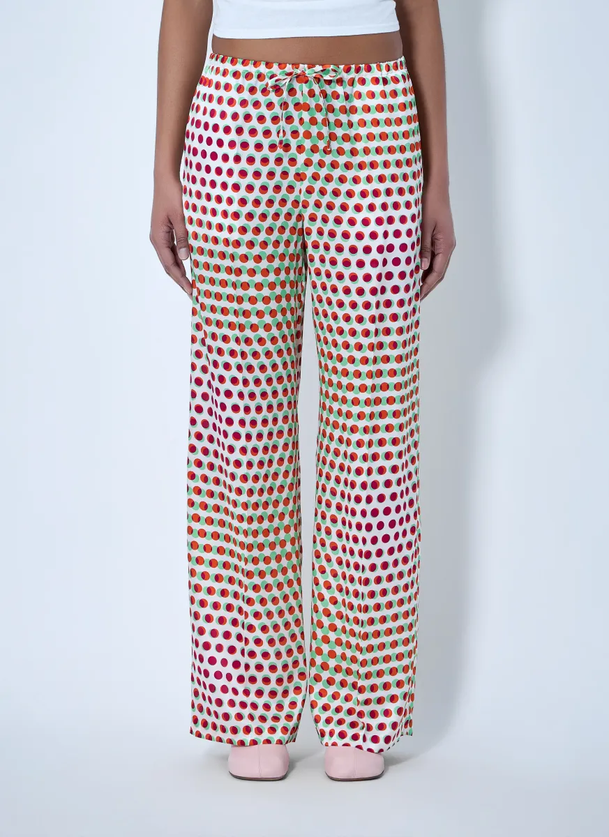 Wide-Leg Patterned Trousers