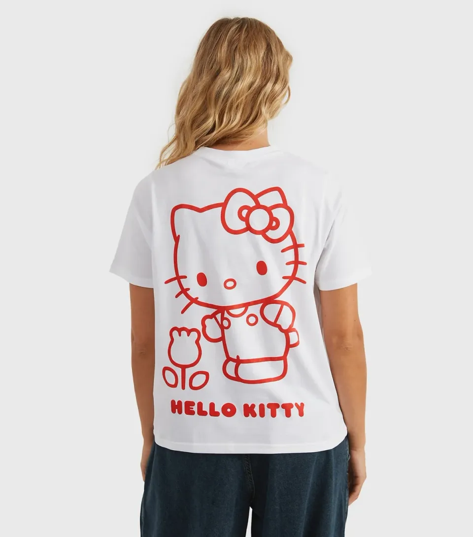 Women's Clothing White Hello Kitty Outline T-Shirt