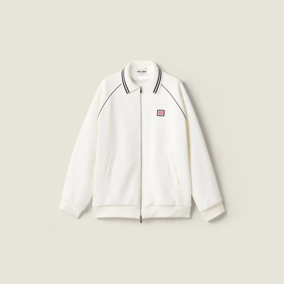 Bonded cotton piqué blouson jacket