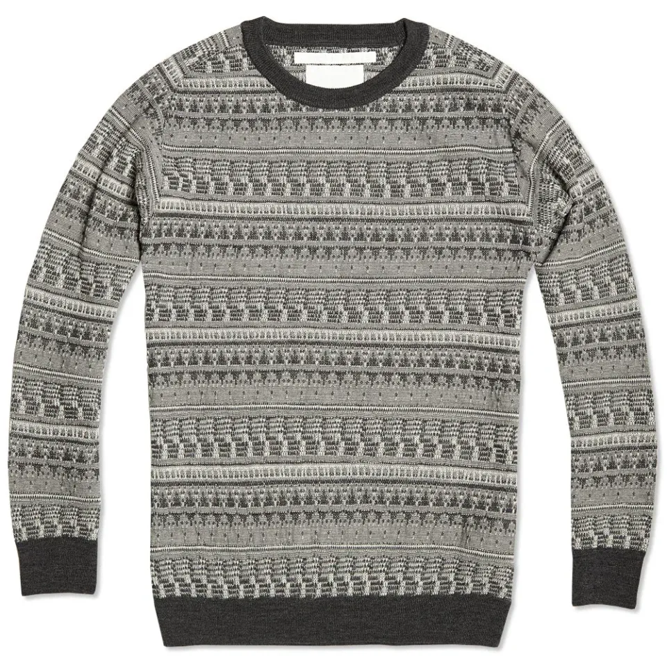 Microchips Pattern Round Neck Knit Sweater