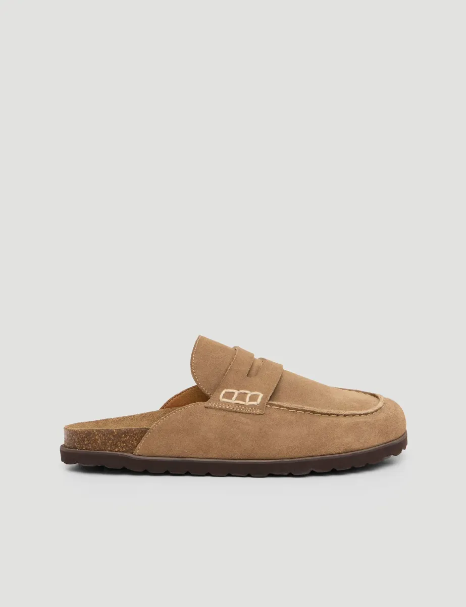 Suede Flat Mules Taupe