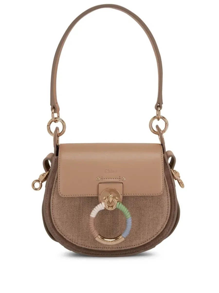 Tess Ring-Embellished Shoulder Bag Argyle Brown