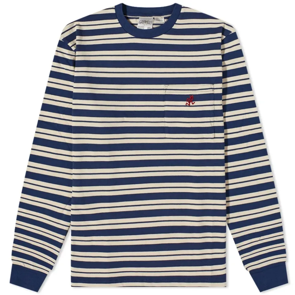 Long Sleeve Striped Pocket T-Shirt