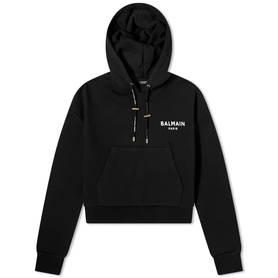 Flock Logo Cropped Hoodie