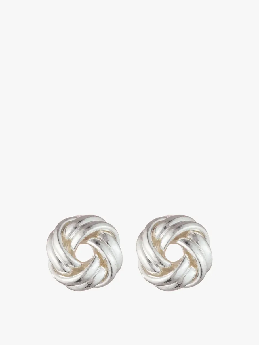 Silver Tone Knot Stud Earrings