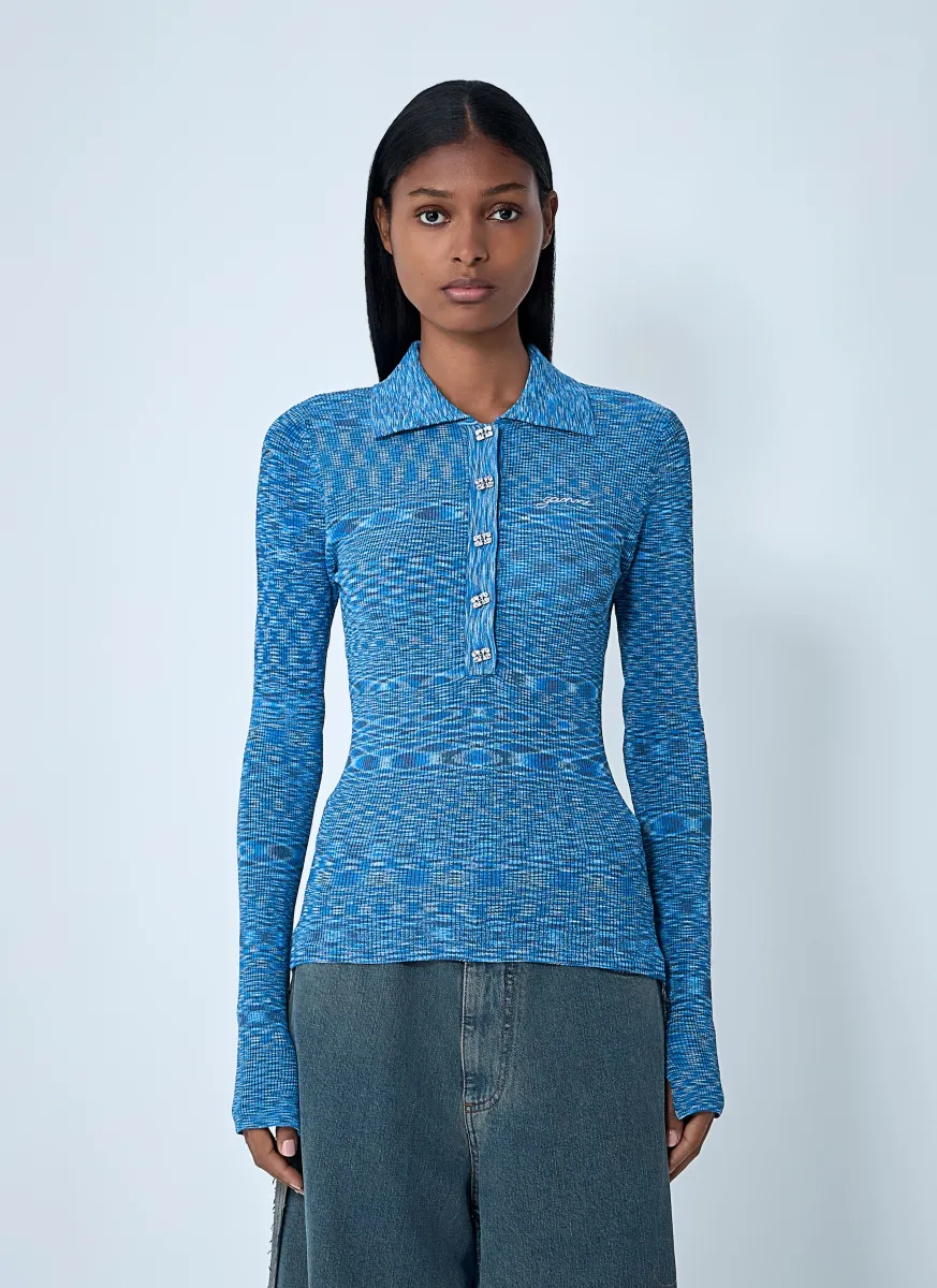 Space-Dyed Polo Sweater