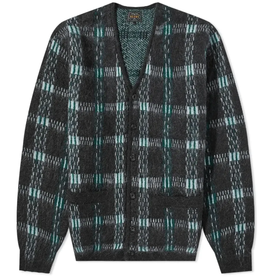 Check Jacquard Mohair Cardigan