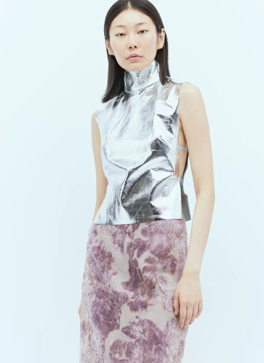 Metallic-Coated Leather Vest