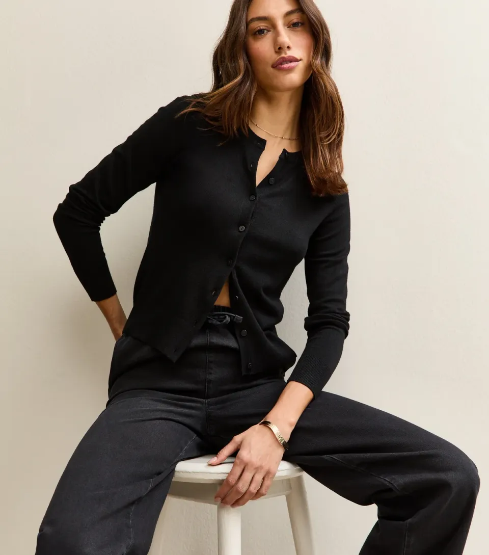 Women's Tall Black Pull On Wide Leg Jeans