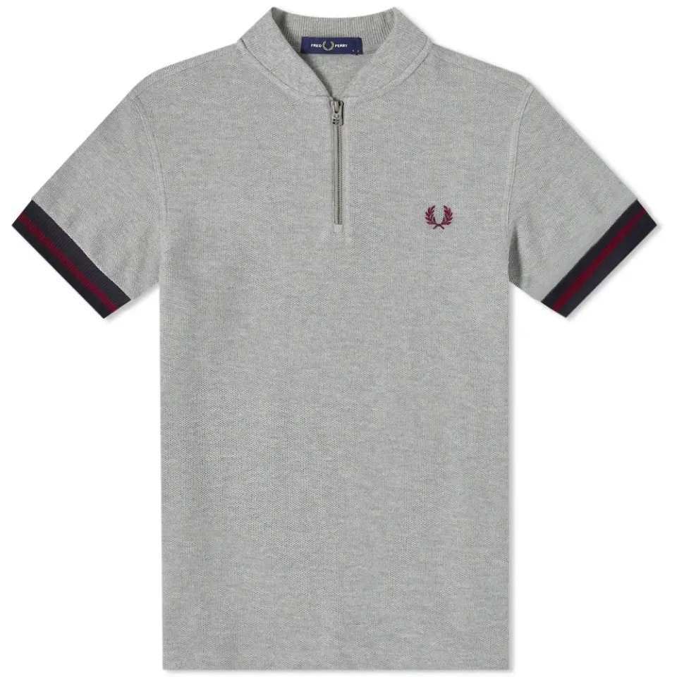 Tipped Cuff Zip Neck Polo
