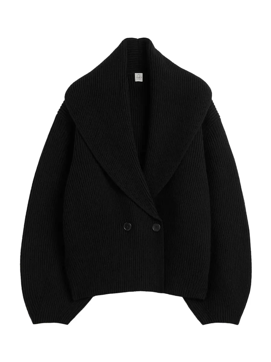 Shawl-Lapel Cardigan Black