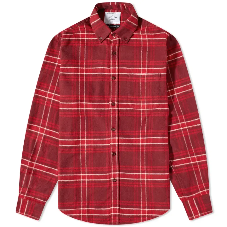 Redish Button Down Check Shirt