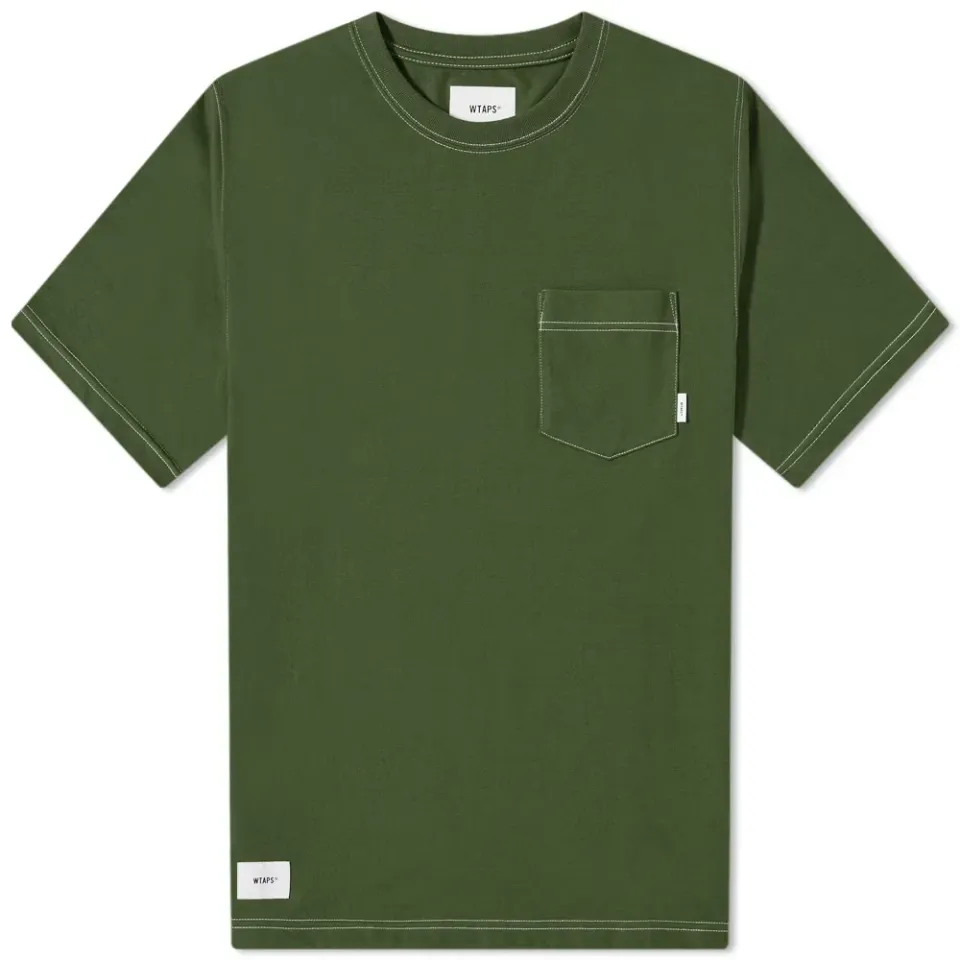 Blank Contrast Stitch Pocket T-Shirt