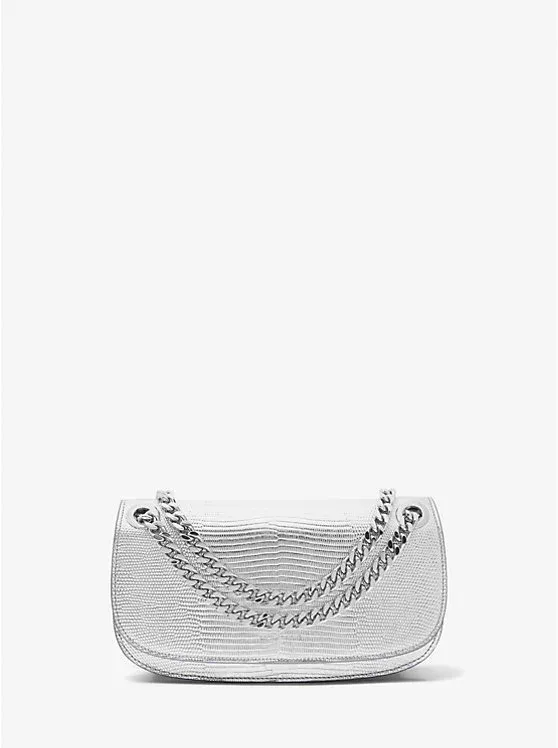 Christie Metallic Lizard Embossed Leather Envelope Bag