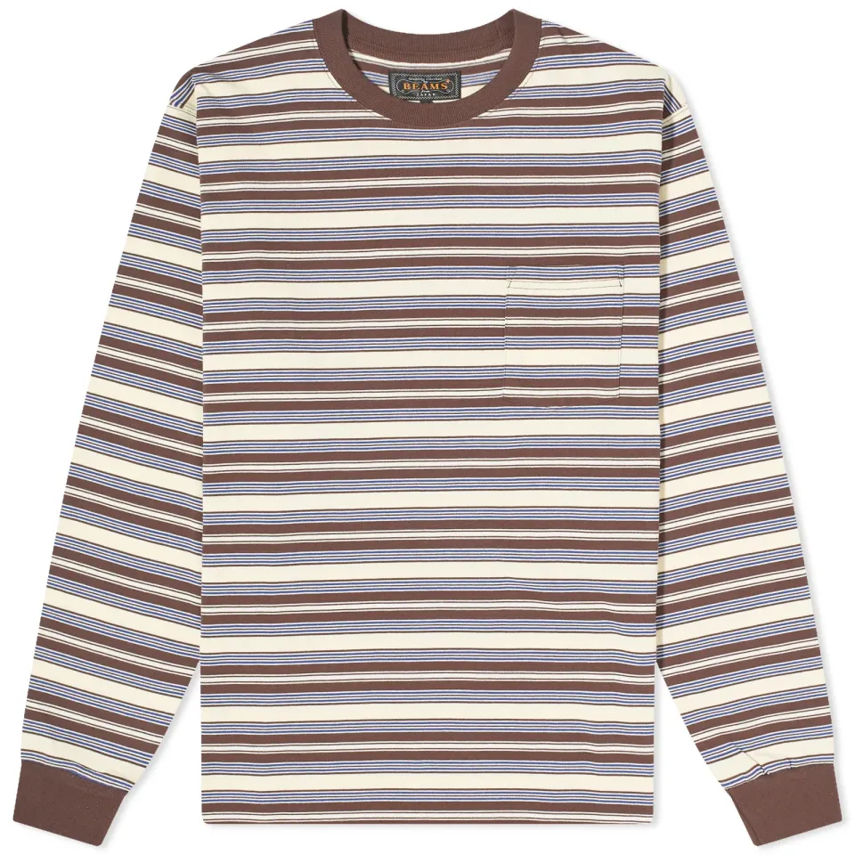 Long Sleeve Multi Stripe Pocket T-Shirt