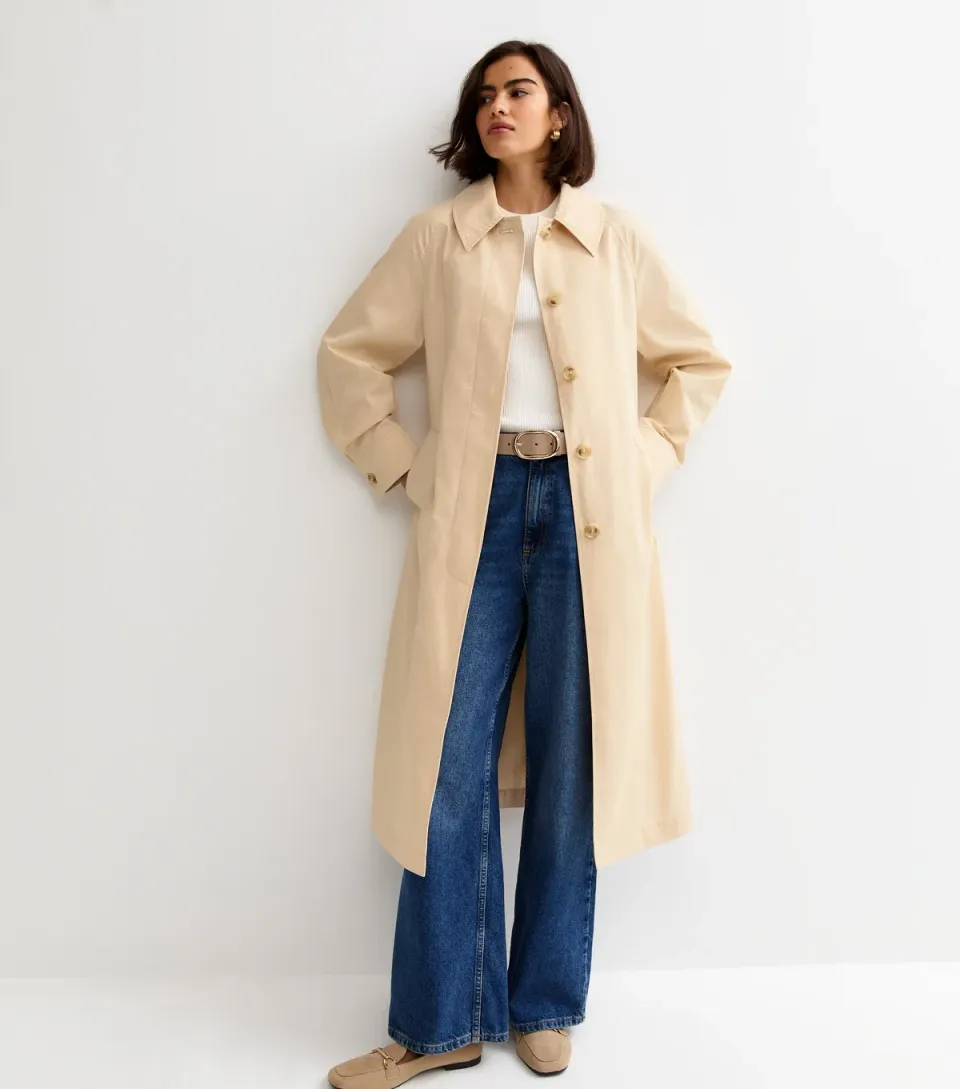 Women's Light Yellow Cotton Belted Mac Coat