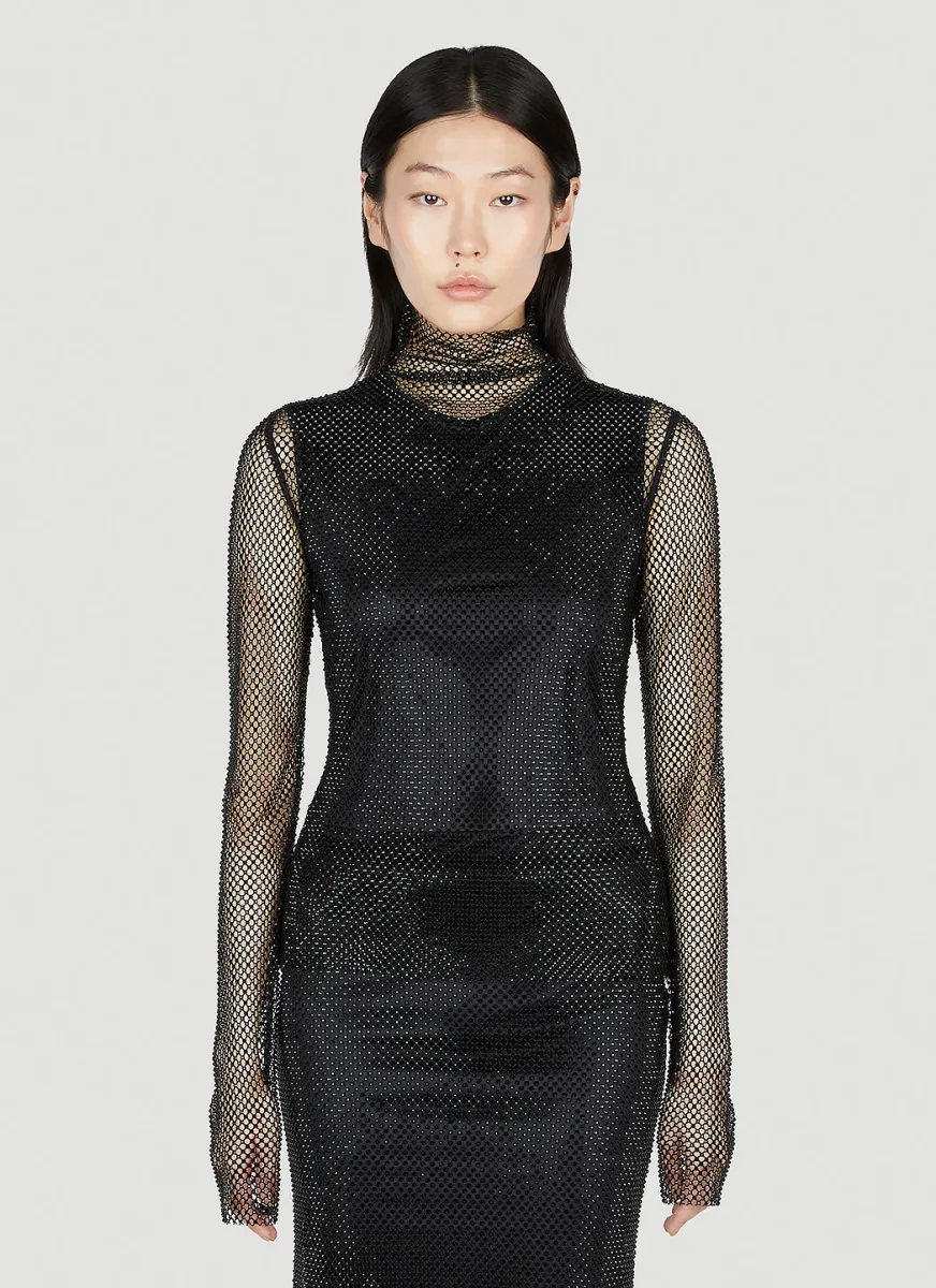 Noemi Rhinestone Mesh Top