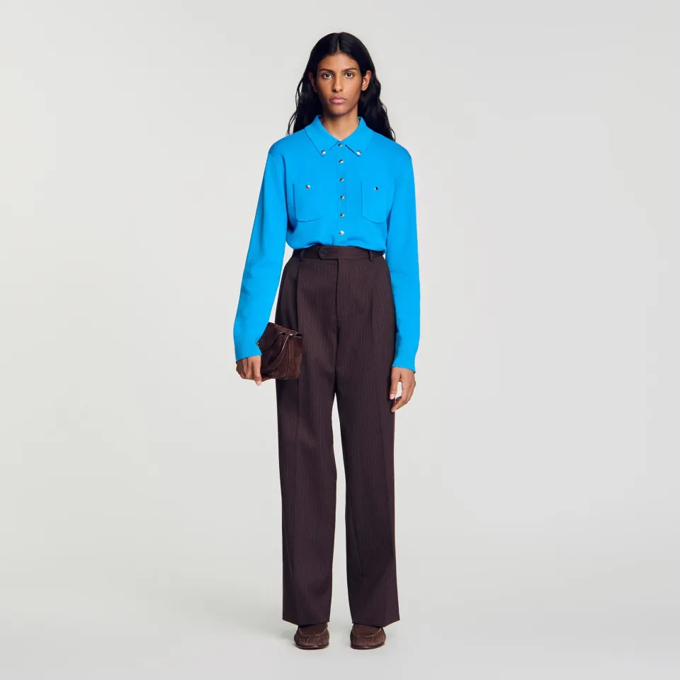 Striped straight-leg trousers