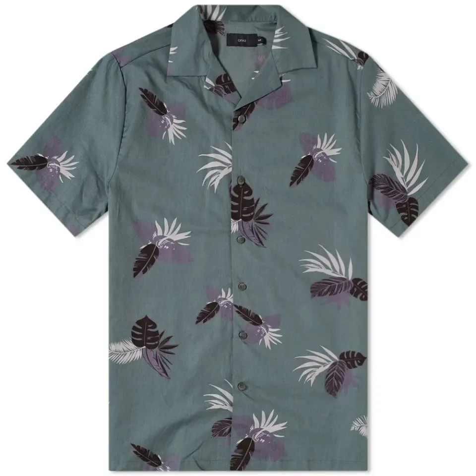 Short Sleeve Linear Palms Vacation Shirt