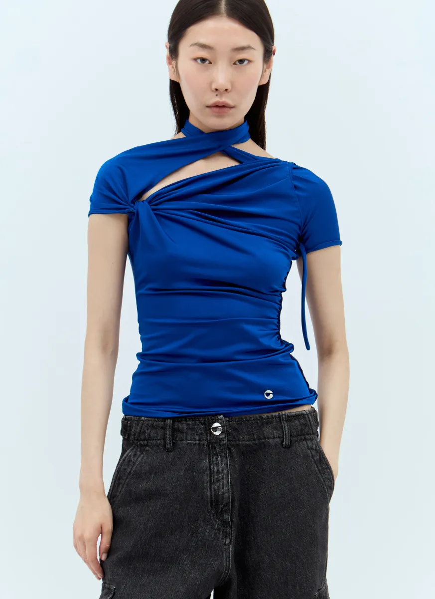 Asymmetric Draped Jersey Top