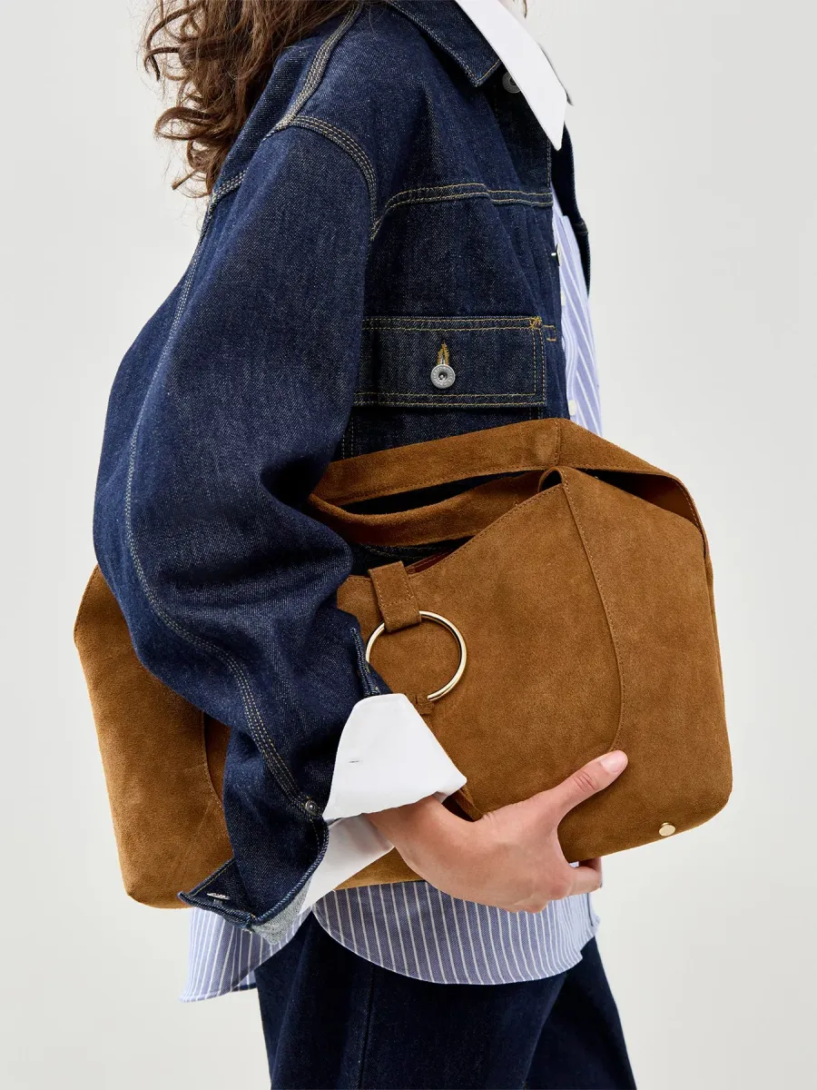 Sandrina Suede Ring Shoulder Bag