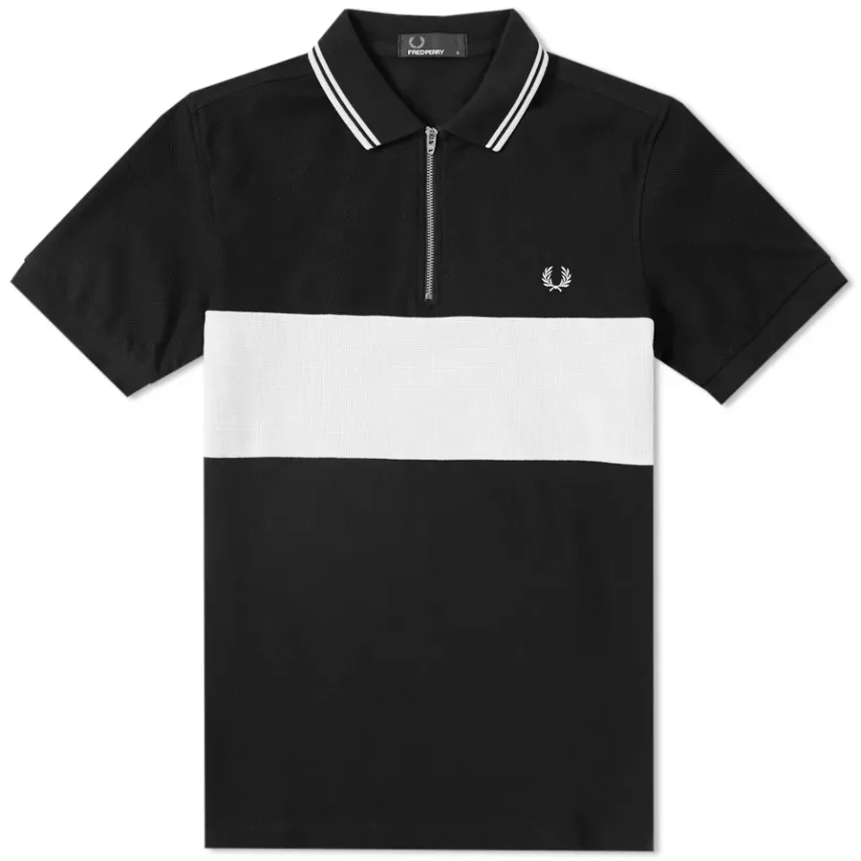 Fred Perry Panelled Zip Neck Retro Polo
