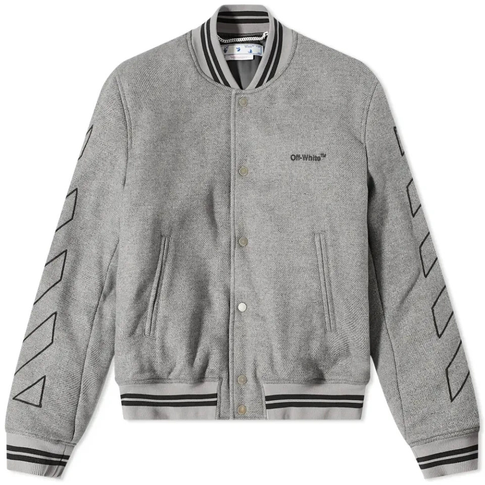 Diagonal Outline Wool Varsity Jacket