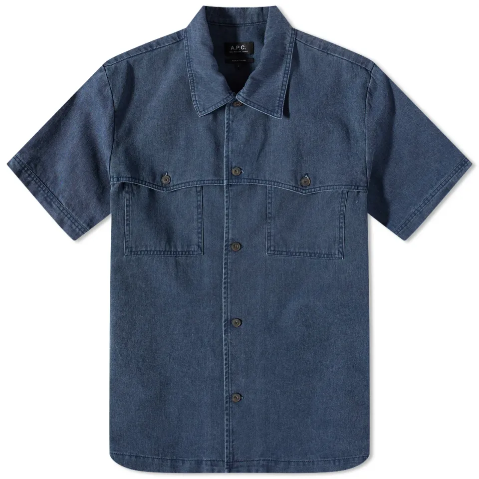 A.P.C. Gilles Short Sleeve Washed Denim Shirt