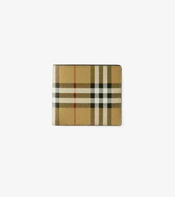 Check Bifold Coin Wallet in Archive beige - Men, Canvas