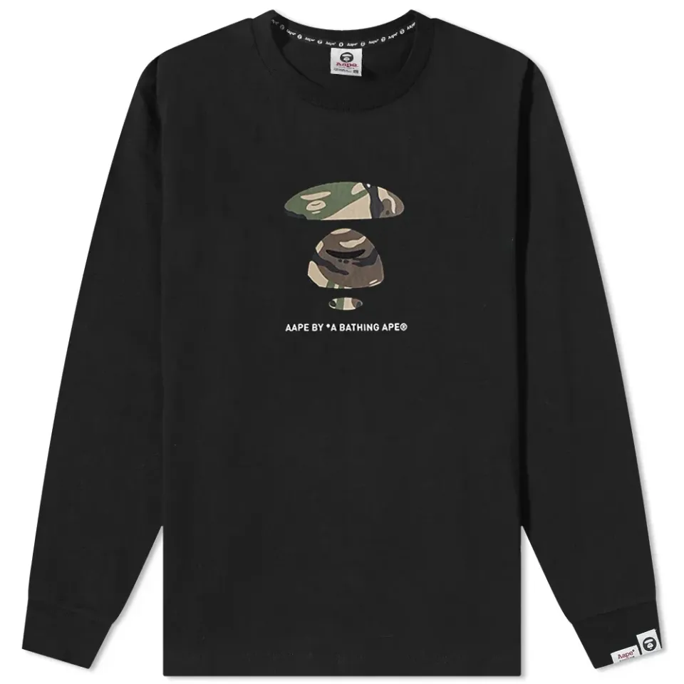 AAPE Long Sleeve Small Face Camo T-Shirt