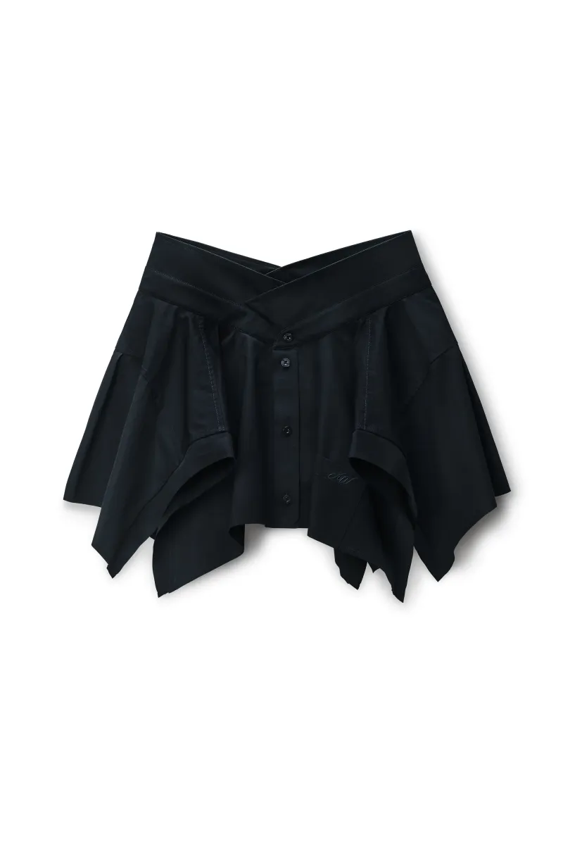 Black Deconstructed Cotton Skirt