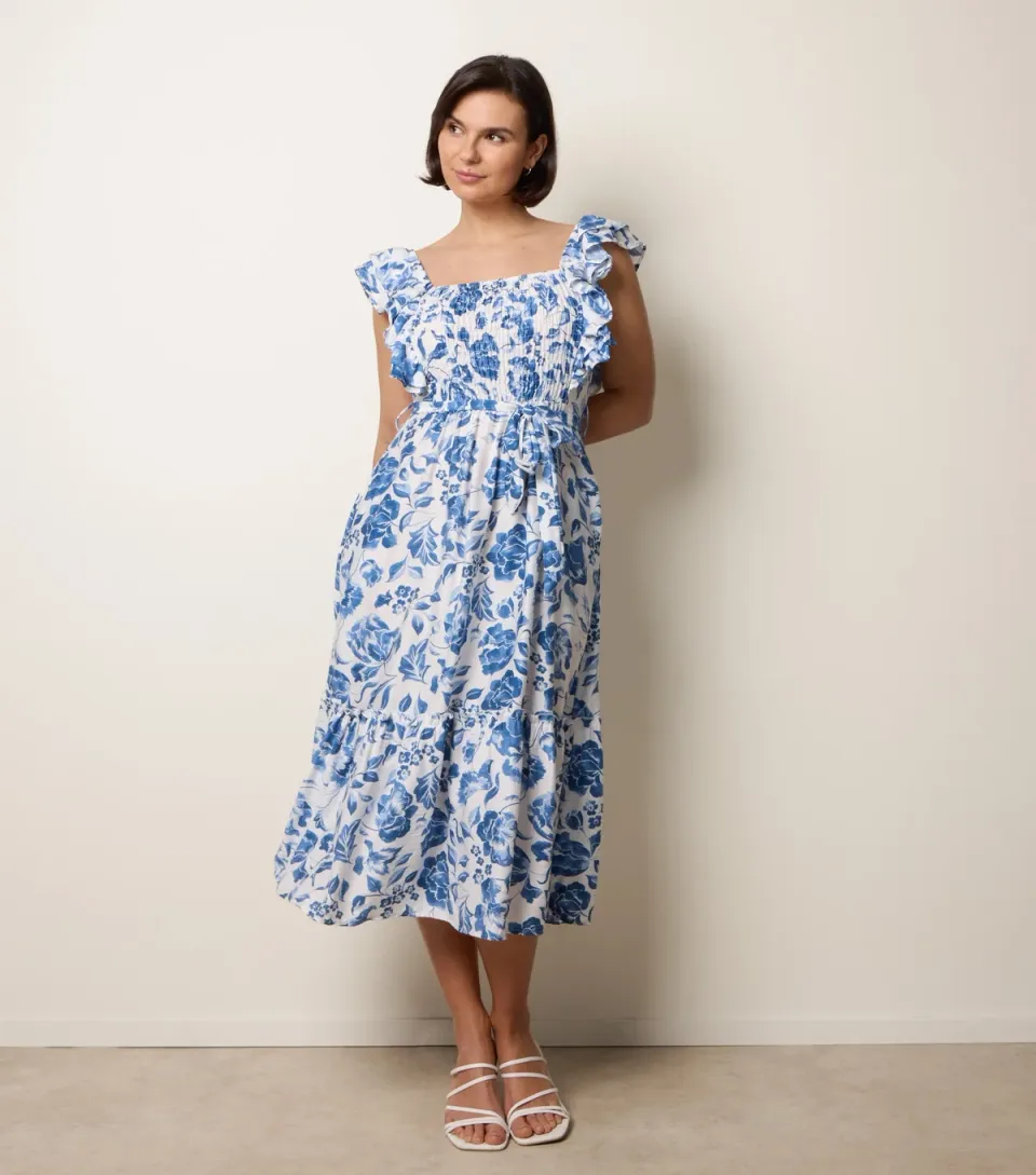 Women's Blue Floral Print Dress
