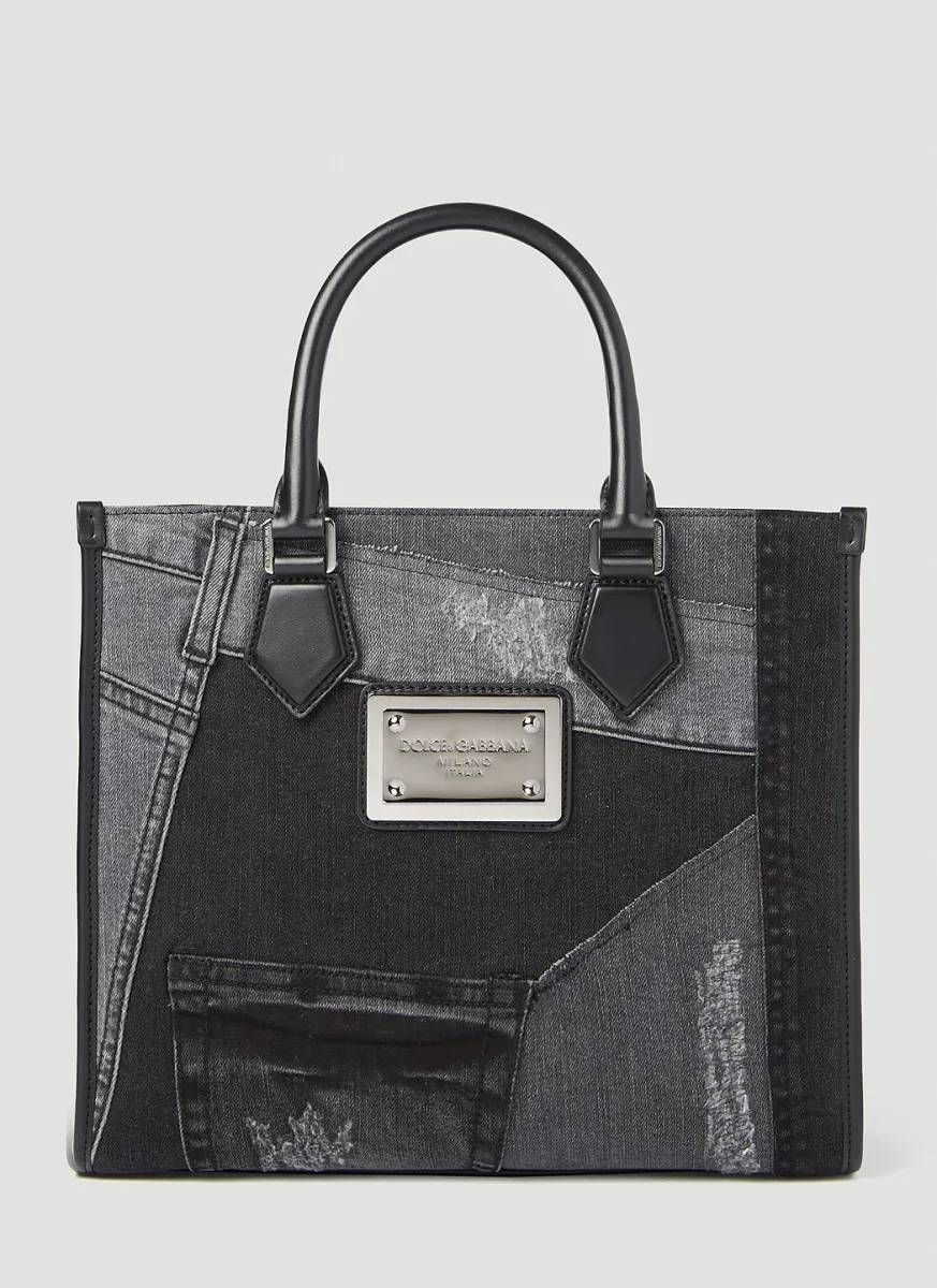 Small Patchwork Denim Tote Bag