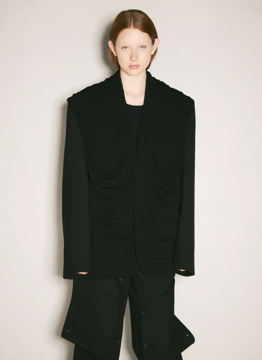 Draped Hooded Blazer