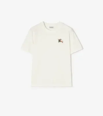 Knight Check Cotton T-shirt in Chalk white