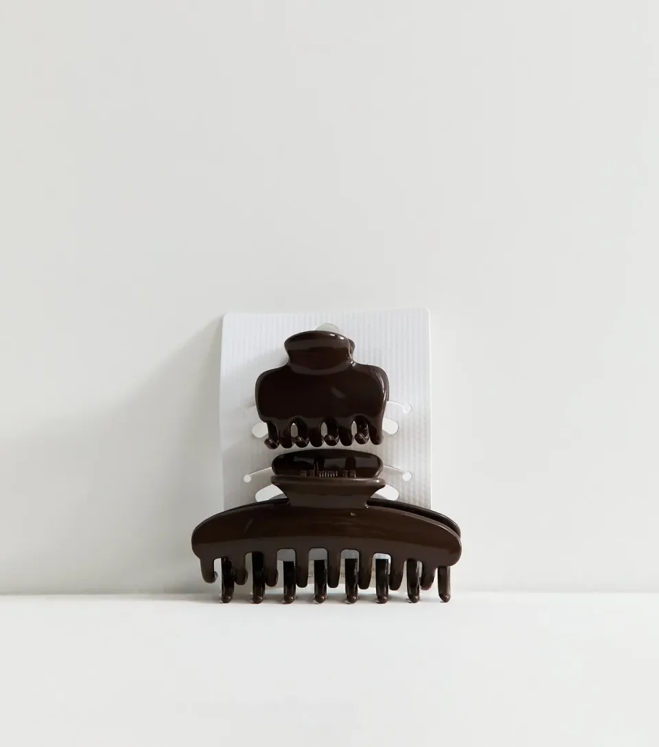 Dark Brown Pack Of 2 Hair Claw Clips