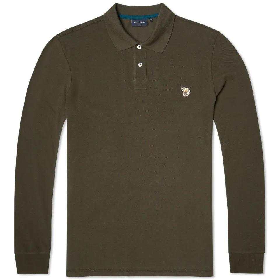 Regular Fit Long Sleeve Zebra Polo