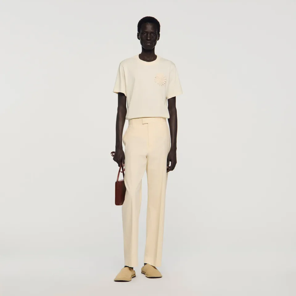 Wide-leg cotton trousers