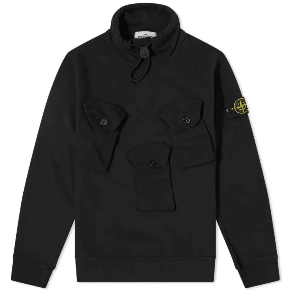 Multi Pocket Detail Mock Neck Sweat