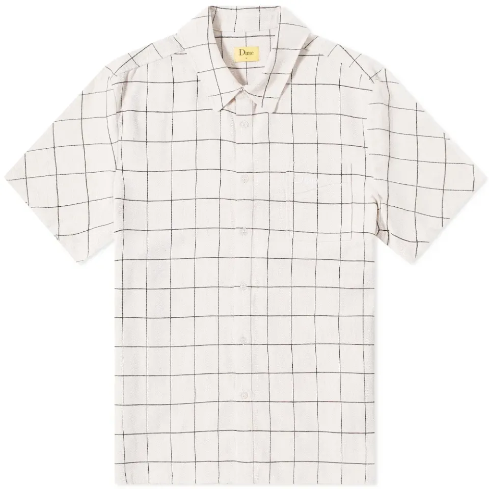 Big Chequered Linen Short Sleeve Shirt