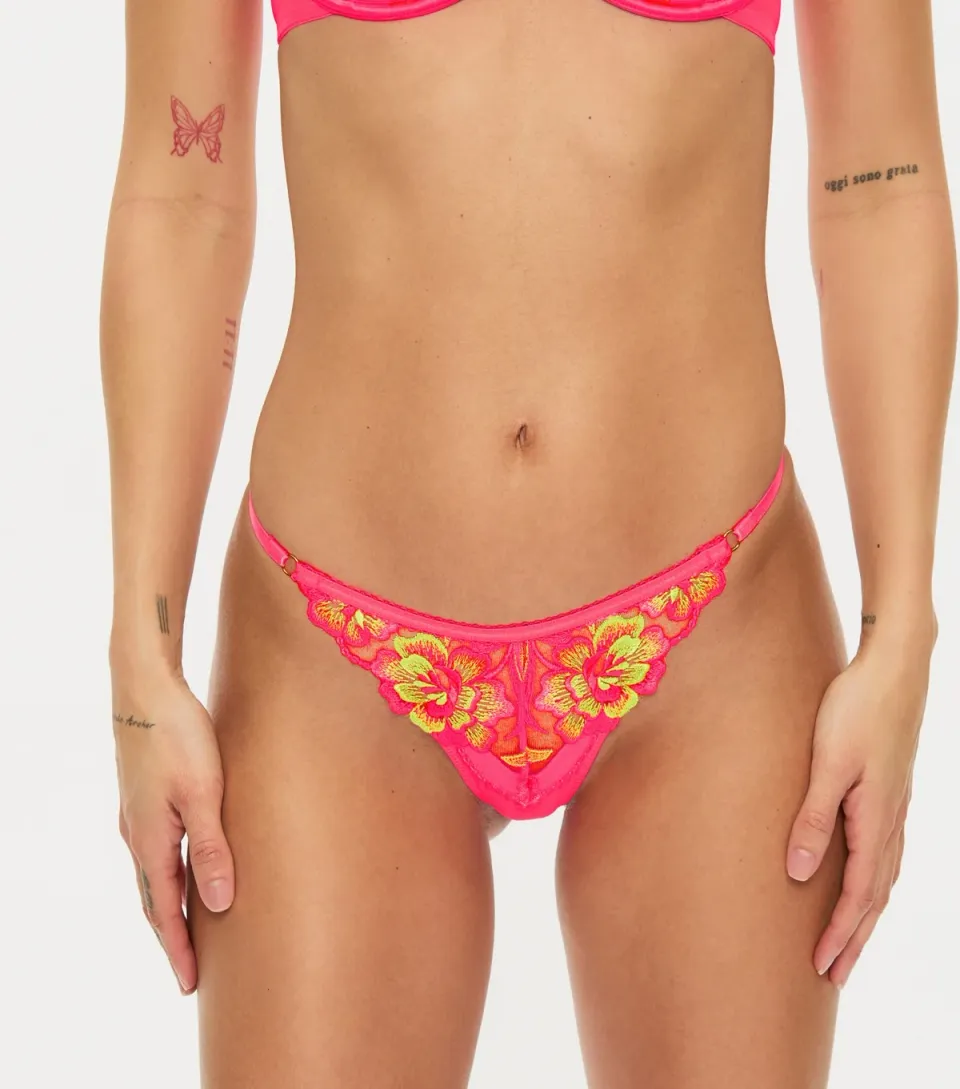 Women's Bright Pink Tropical Oasis String Thong