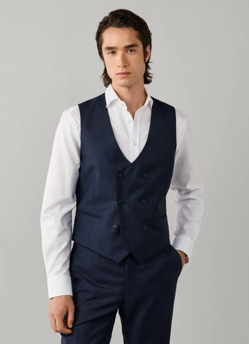 Wool Sharkskin Waistcoat - Woven in Italy