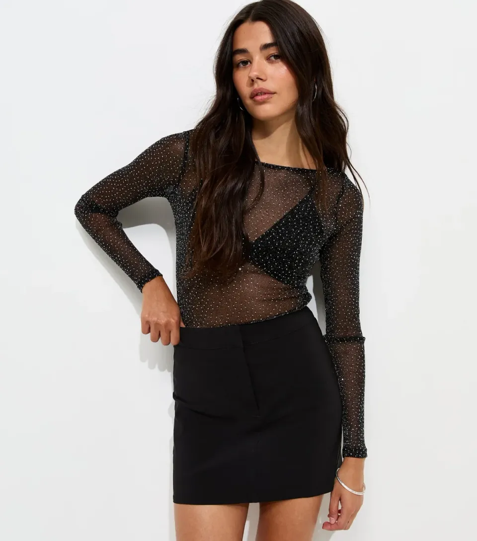 Women's Black Stretch Jersey Mini Tube Skirt