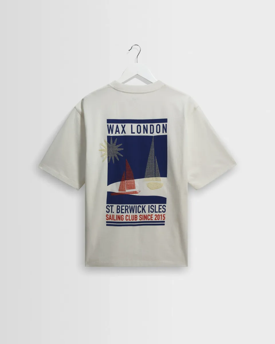 Milton - Off White Embroidered Sailing Graphic t-Shirt