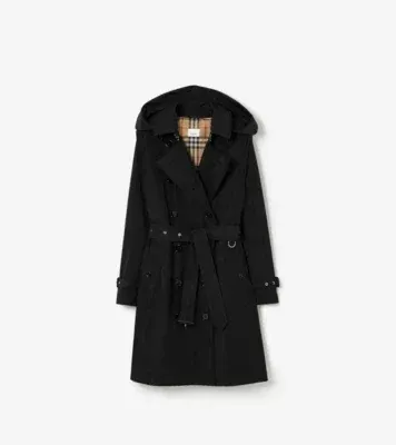Mid-length Taffeta Kensington Trench Coat in Black - Women, Nylon