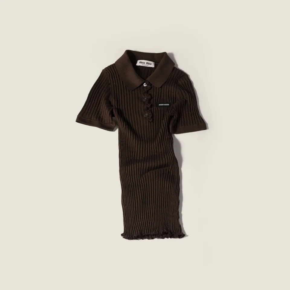 Silk knit polo shirt