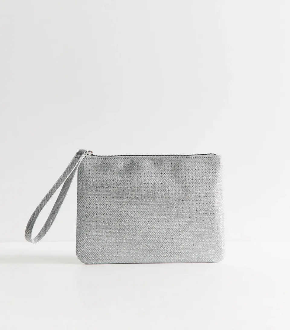 Silver Rhinestone Embellished Pouch