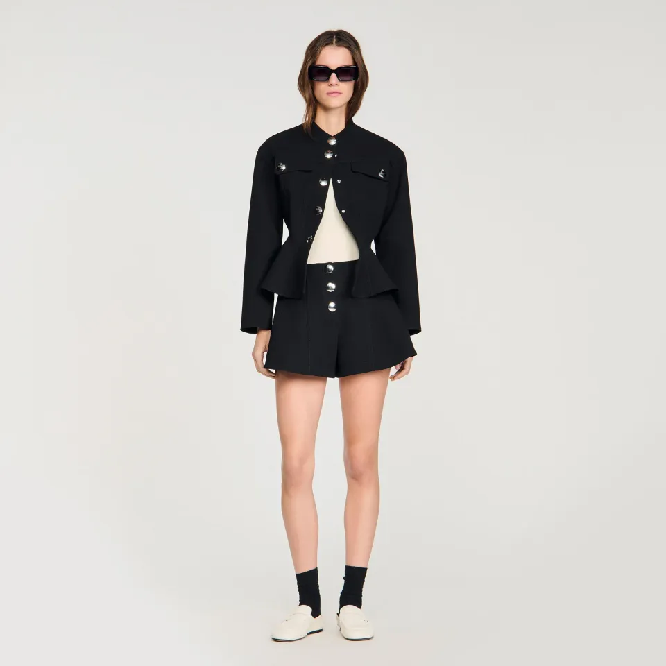 Press-stud flared shorts